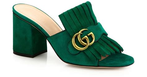 gucci marmont mules green|Gucci high heel mules.